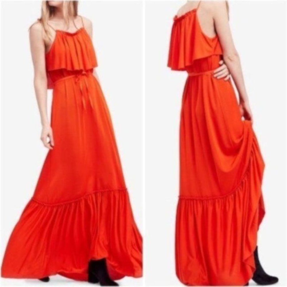 NWT Free People Coco Ruffle Tier Maxi Gown in Fire - Picture 1 of 9
